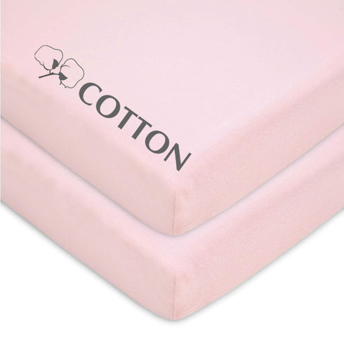 American Baby Company 2 Pack 100% Natural Cotton Fitted Mini Crib Sheets 38" x 24" - Soft & Breathable Small Nesting Portable Sheets, Fits Pack N ...