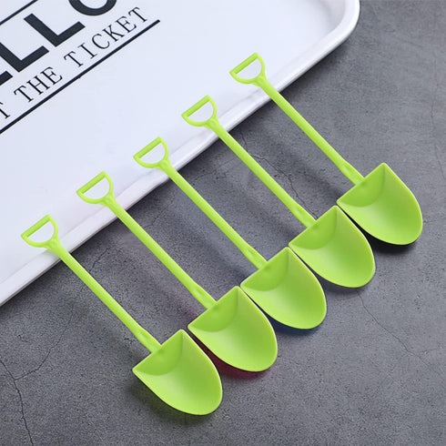 Mini Shovel Shape Spoons,Cute Disposable Plastic Dessert Spoons,Ice Cream Dessert Spoon Shovels,100 Pieces,Green,4.7 Inch....