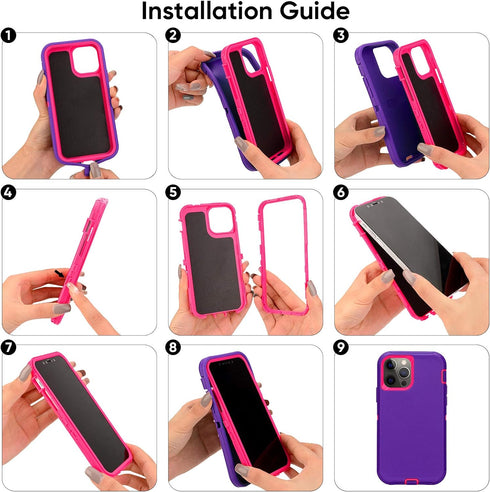 Sansunto Protection Case for iPhone 13 & 15 Phone, iPhone 14 Case Heavy Duty Shockproof Silicone Rubber Cover, Rugged Hybrid Durable Phone Cases f...