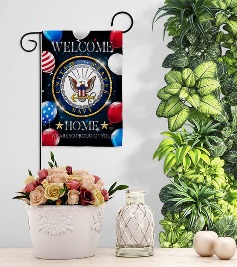 Breeze Decor Welcome Home Navy Garden Flag Armed Forces USN Seabee United State American Military Veteran Retire Official House Decoration Banner ...