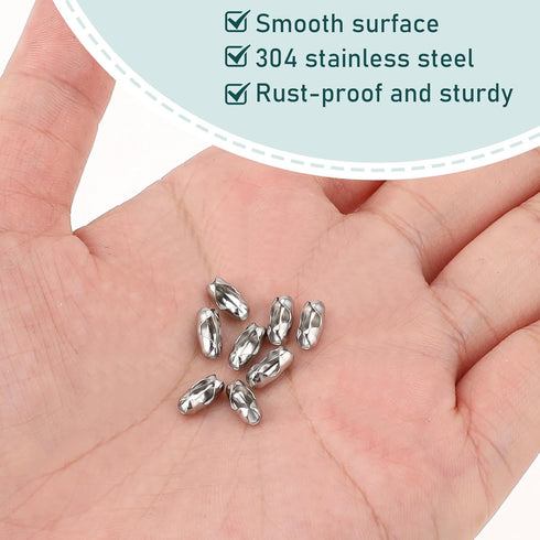 200Pcs Ball Chain Connector Clasps Fits 2.4mm Beaded Ball Chain, Roller Blind Ball Chain Cord Connector Clips Jewelry Making Accessories Clips for...