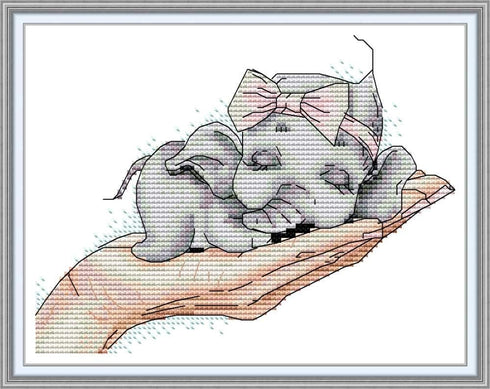 Abillyn Embroidery Cross Stitch Kits Super Cute Baby Elephant Stamped with Printed Pattern Starter Kit (Elephant)...