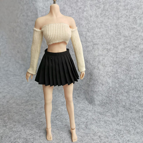 1/6 Scale Figure Clothes Sweater Top+Skirt Outfit Costume for 12 inch Female Action Figure Phicen/TBLeague (White)...