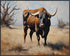Posterizer 1 pcs- Beautiful bull in the middle of a desert-Art for Animal Lovers-Landscape & Nature Art- Gift for Men Women Teens-Living Room Bedr...