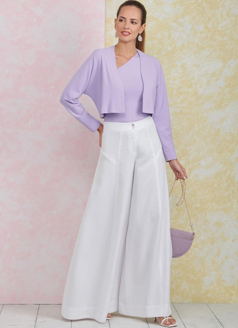 Simplicity Easy to Make Misses' Wide Leg Pants, Knit Shrug and One-Shoulder Top Sewing Pattern Packet, Design Code S9925, Sizes 16-18-20-22-24, Mu...