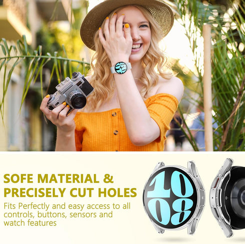 4 Pack for Samsung Galaxy Watch 6 Bluetooth 40mm 44mm Screen Protector Case,Galaxy Watch 6 Cover Soft TPU Plated Protective Case Scratch Resistant...
