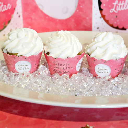Big Dot of Happiness Pink Twinkle Little Star - Baby Shower or Birthday Party Cupcake Wrappers Set 12...