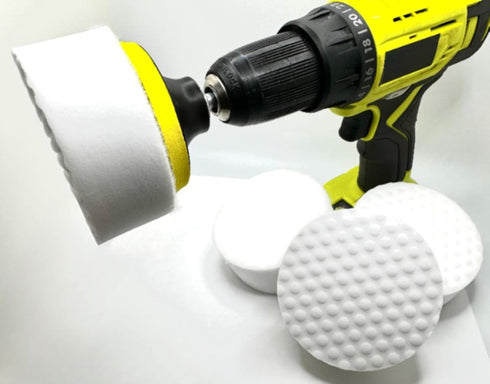 3.5” Drill Powered Magic Sponge Eraser 6 Pieces Kit with Drill Attachment | 25% Thicker Ultra Durable Melamine Cleaning Eraser Pads for Bathroom K...