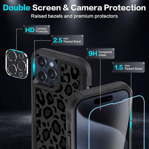 [5 in 1 for iPhone 15 Pro max Case,with 2 Pack Screen Protector + 2 Pack Camera Lens Protector,Heavy-Duty Tough Rugged Lightweight Slim Shockproof...