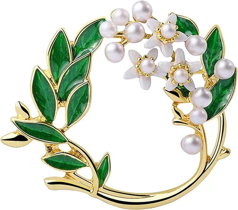 green leaves gardenia flower brooch pins for women fashion brooches pins garland...