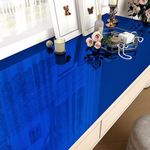 WESTICK Blue Mirror Sticker Sheet Self Adhesive Mirror Wallpaper Peel and Stick Wall Sticker Mirror Contact Paper for Bedroom Kitchen Cabinets App...