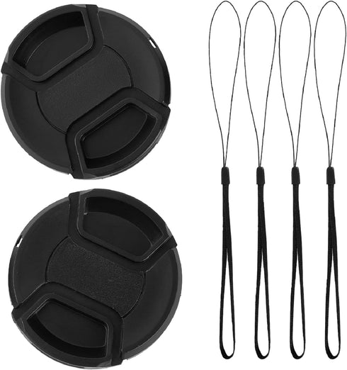 2 Pcs 52mm Center Pinch Front Lens Cap Compatible with Nikon DSLR Camera with 18-55mm or 55-200mm Lens, D3200 D3000 D5200 D5100 D5000 D90 D80 D60,...
