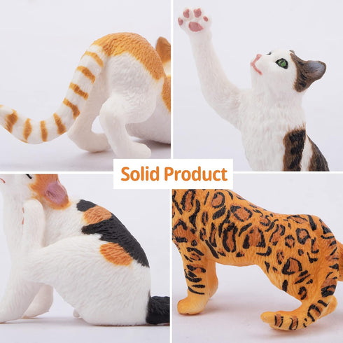 Toymany 8PCS Realistic Cat Figurines, Educational Cat Figures Toy Set, Kitten Easter Eggs Cat Cake Topper Christmas Birthday Gift for Kids Boys Gi...