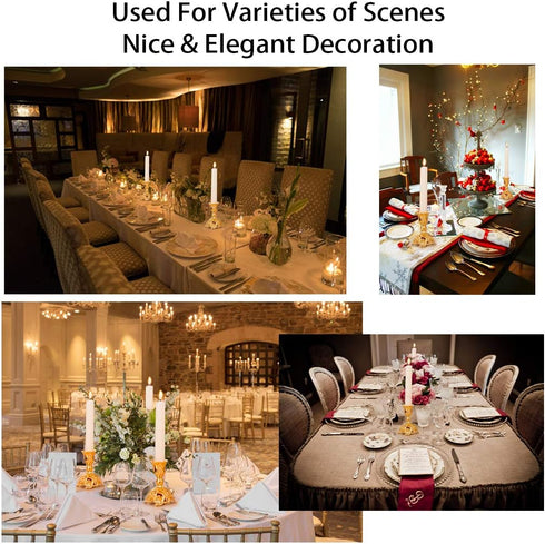 OwnMy Set of 2 Taper Candle Holders Candlestick Holders, Elegant Brass Candle Stick Holders Candelabra Candle Set for Wedding, Christmas, Candle C...