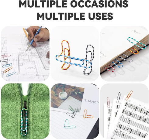2 Inch Jumbo Paper clips, 300Pcs Large PaperClips, Colored Striped Paper Clips, Great for Office, School, Home and Personal Use...