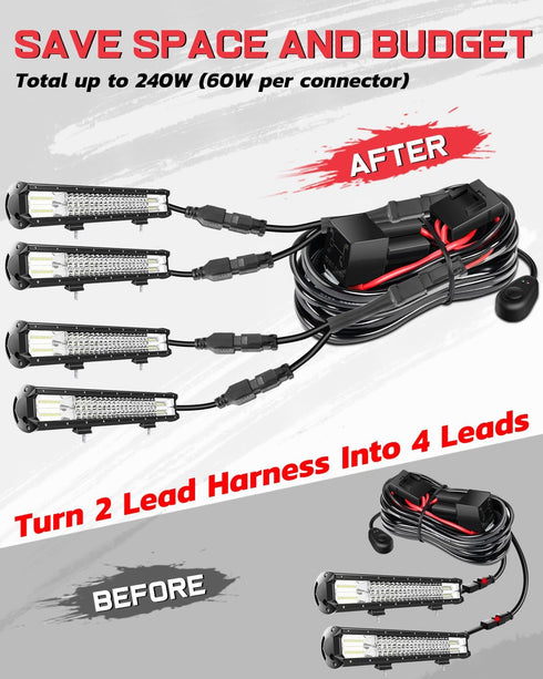 2PCS Deutsch DT DTP Wiring Harness Adapters Connectors Splitters, 2 Pin Waterproof DT Connectors for LED Light Bar LED Pod Fog Lights for ATV UTV ...
