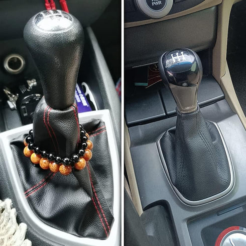 Qiilu Gear Stick Cover Universal Shift Boot Cover Car Shift Knob Cover Leather Gear Shifter Boot Dust Cover Gear Gaiter Cover Black...