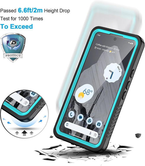 Lanhiem Pixel 8 Pro Case, IP68 Waterproof Dustproof Case with Built-in Screen Protector, Rugged Full Body Shockproof Protective Clear Cover for Go...