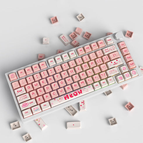 Guffercty kred 129-keycaps XDA Profile PBT Keyboard Key caps Full Set, Custom Keycaps Dye Sublimation for 61/68/84/87/108 Mechanical Keyboard (Nau...