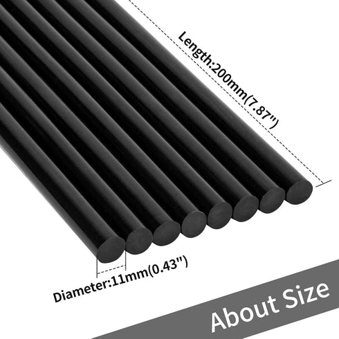 OCGIG 20 Pcs 11mm x 200mm (0.43Inch x 8Inch) Adhesive Glue Sticks Hot Glue Sticks Black for Car Audio Craft General Purpose...