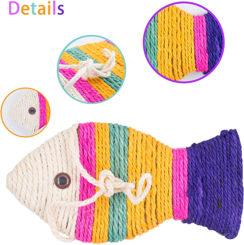 Fish Shape Sisal Cats Scratcher Cat Scratch Board Scratching Pad Colorful Play Funny Interactive Pet Toy for Kitty's Health and Good Behavior...