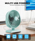 JZCreater Desk Fan, USB Desk Fan, 3 Speeds with Strong Airflow, 4.9 Inch Quiet Small Portable Table Fan, 360° Rotate Personal Cooling Fan For Bedr...
