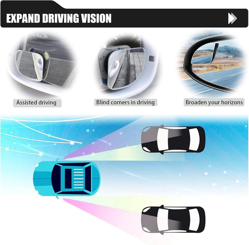2 PCS Car Sector-shaped Blind Spot Mirror, 1.96-inch High-definition Glass Frameless Convex Rearview Mirror, Adjustable Reversing Assist Mirror Ac...