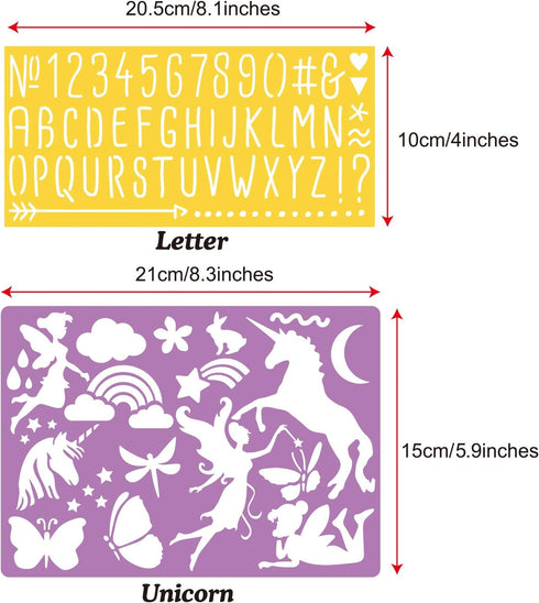 CZONG 21 Pieces Drawing Stencils Set for Kids Over 300 Different Patterns to Draw Imaginative Children's Stories, Washable Craft/Random Colors Jou...
