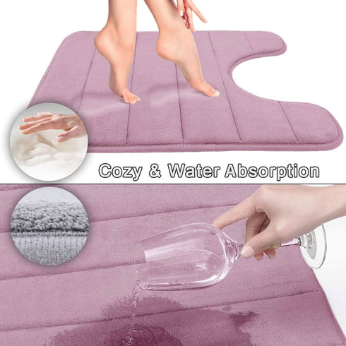 Yimobra Memory Foam Toilet Bath Mat U-Shaped, 24 X 20 Inches,Soft and Comfortable, Super Water Absorption, Non-Slip, Machine Wash and Easier to Dr...