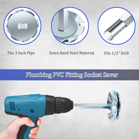Plumbing PVC Fitting Saver, Pipe Reamer Cutter for Removing SCH 40 from Hub, PVC Socket Saver for Water Lines, Drain Lines, Vent Lines, Fits 1/2" ...