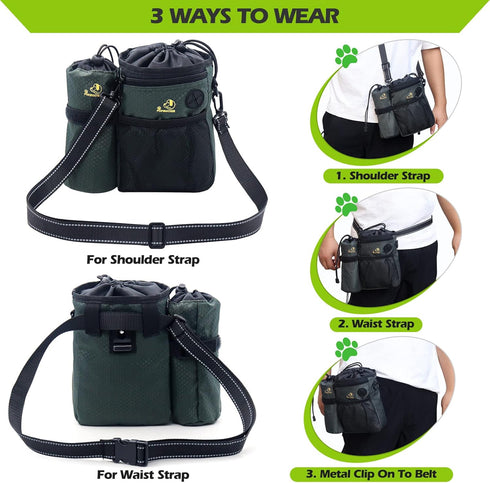 POPMISOLER Dog Treat Training Pouch for Dog Training with Poop Bag Dispenser and Multiple Pockets, Dog Walking Bag Adjustable Waist Belt Clip Shou...