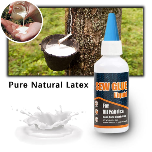 1 Min Quick Bonding Fast Dry Sew Glue Liquid Natural Latex Art Glue Reinforcing Adhesive Speedy Fix for All Fabrics Clothing Cotton Flannel Denim ...