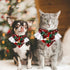 Christmas Pet Bandana with Bell and Pendant for Dogs and Cats, Festive Red and Green Plaid Snowflake Design, Adjustable Sizes for Most Pets, Durab...