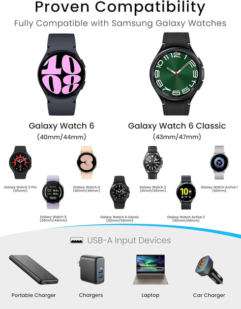 Compatible with Samsung Watch Charger USB Charge for Samsung Galaxy Watch 6/6 Classic Replacement Samsung Galaxy Watch/5/5 Pro/4/4 Classic/3/Activ...