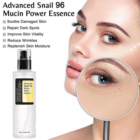 Snail Mucin Serum 96% / Power Repairing Essence 3.38 fl.oz(100 ml) / Hydrating Serum for Face with Snail Secretion Filtrate for Dull Skin & Fine L...