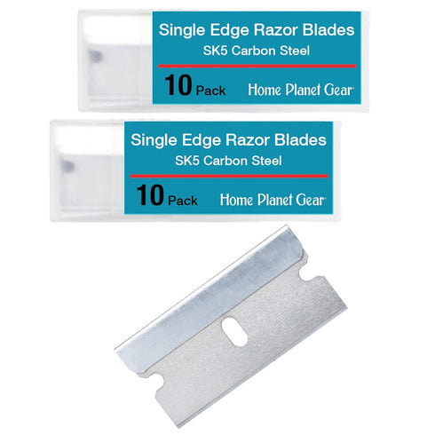 Single Edge Razor Blades - Two 10 Packs - 20 Blades - Heavy Duty SK5 Steel Utility Razor Blade Replacement in Convenient Storage Box...
