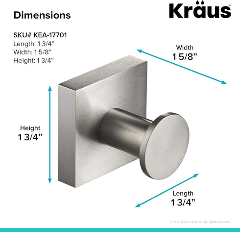 Kraus Ventus Bathroom Robe and Towel Hook, Brushed Nickel Finish, KEA-17701BN...