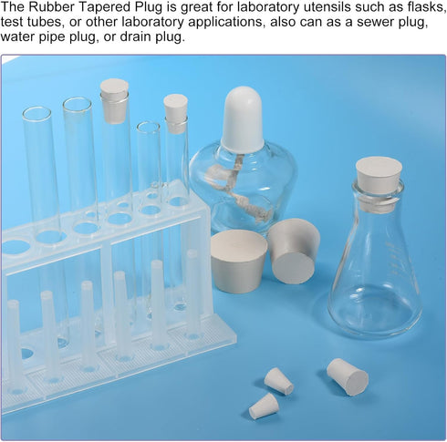 MECCANIXITY Rubber Tapered Plug 9mm to 13mm Solid Test Tubes Bungs Stopper White for Lab Home 10 Pieces...