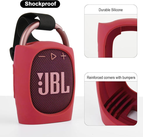 TXEsign Silicone Protective Carrying Case Compatible with JBL Clip 4 - Portable Mini Bluetooth Speaker Stand UP Cover Pouch for JBL Clip 4 (Red)...