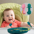 Suction Plates for Baby,Silicone Toddler Plates with Spoon Fork set Divided Dinosaurs Plates Self Feeding Training Baby Dinner Plate-Blue Dinosaur...