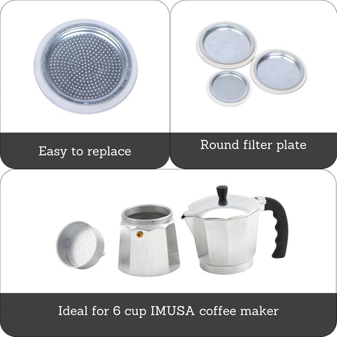 Imusa USA SP-393 Replacement Gasket and Filter For Aluminum Stovetop Espresso Coffee Makers, 6 Cup...