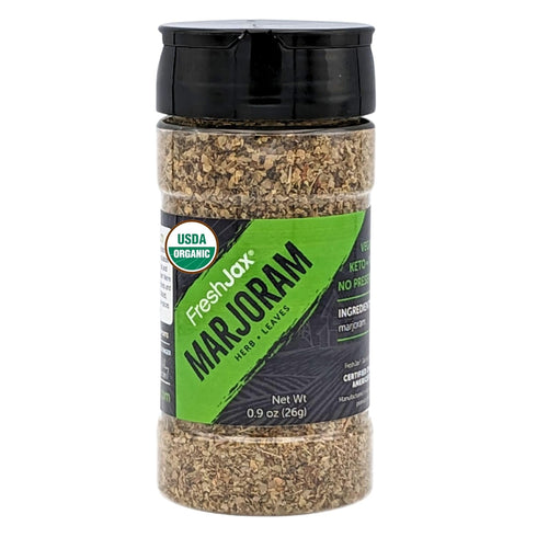 FreshJax Organic Marjoram Leaves (Large Bottle) Non GMO, Gluten Free, Keto, Paleo, No Preservatives Dried Marjoram | Organic Herbs Spices Handcraf...