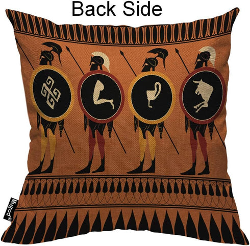 Mugod Ancient Greek Pillowcase Black-Figured Greek Warrior with Spear and Shield 18"x 18" Soft Square Cotton Linen Pillow Case Cushion Cover Home ...