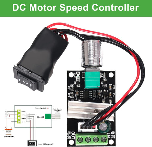 4PCS DC PWM Motor Speed Controller, Adjustable 6V 12V 24V 28V 3A 80W DC Motor Speed Controller Adjustable Reversible Switch...