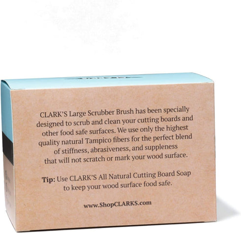 CLARK'S Cutting Board Scrub Brush - for Applying Food Grade Mineral Oil - Food Safe Wood Stain - Ideal for Wooden Butcher Blocks - Bamboo - Cast I...