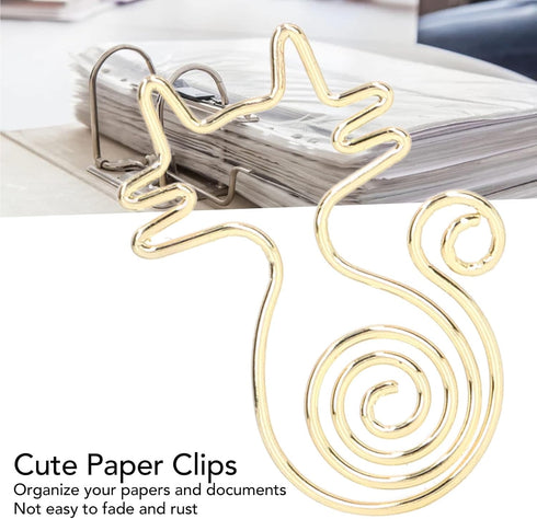 100PCS Paper Clips, Cute Cat Paper Clips Gold Paper Clips Animal Shaped Paper Clips Fun Paper Clips Decorative Paper Clips Cat Bookmark Clips Cat ...