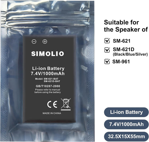 SIMOLIO Rechargeable Li-ion Battery SM-621,SM-621D...