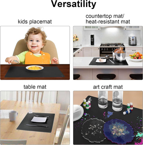 Thick Silicone Counter Mat Large 23.4"by15.6", Heat Resistant Mat for Kitchen Table/Countertop Protector/Non Stick Pastry Baking Mat Placemats, Si...