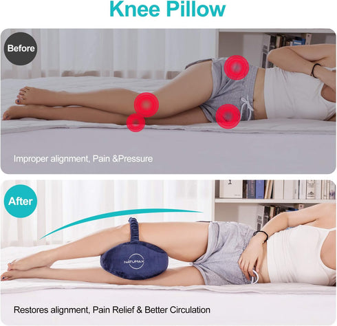 Knee Pillow for Side Sleepers - Sciatica Pain Relief - Back Pain, Leg Pain, Pregnancy, Hip and Joint Pain Memory Foam Leg Pillow (Pillow+Sleep Mas...