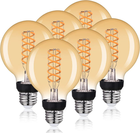 G25(G80) LED Globe Vintage Edison Bulbs, Antique Flexible Spiral LED Filament Light Bulb, 6W Equivalent to 60W, 600LM, Warm White 2500K, E26 Base,...